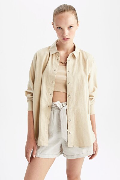 DeFacto Oversize Fit vászonkeverék hosszú ujjú tunika