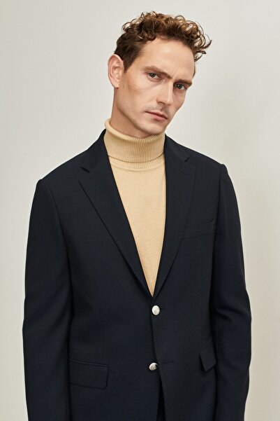 ALTINYILDIZ CLASSICS Erkek Lacivert Slim Fit Dar Kesim Kırlangıç Yaka Casual Ceket