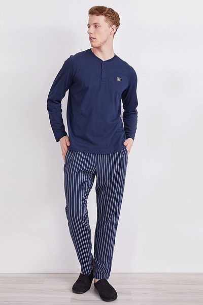 Arnetta Ανδρικό Σετ Πιτζάμα με ριγέ Navy Blue