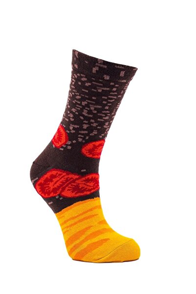 too'b Унисекс подаръчни чорапи с шарка на хамбургер, 2 цветни чифта, памучни специални чорапи в кутия