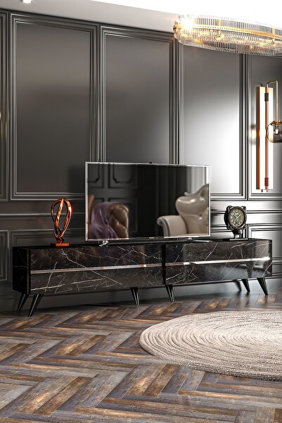 Givayo Mobilya Dakota Tv Ünitesi 207 Cm Siyah Royal Gümüş