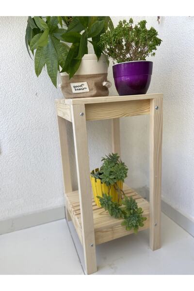 LAURELWOOD Laurel-wood Doğal Köknar Dekoratif Iki Katlı Ahşap Raf