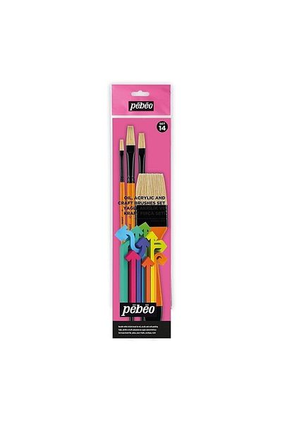Pebeo 4-Piece Oil Painting Brush Set 1 Piece Floor Brush No:1,5 3 Pieces Oil Painting Fı