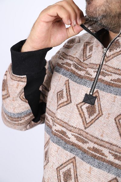 Starbattal Φούτερ Lumberjack Polo Neck με φερμουάρ 22220-καφέ