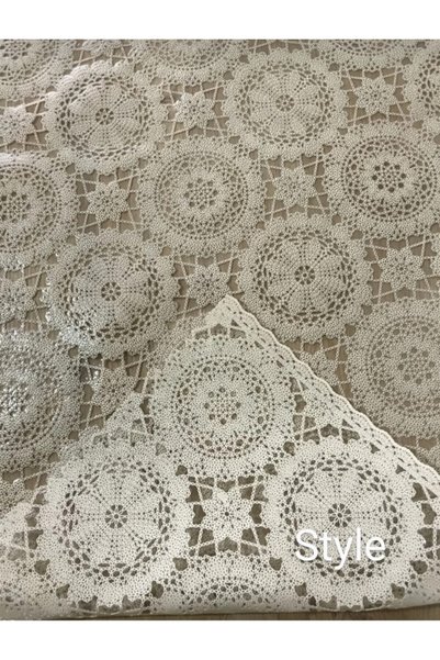 Blue Home Meiwa Lux Şeffaf Kaplamalı Dantel Görünümlü Kaymaz-leke Tutmaz Pvc Masa Örtüsü -viyana6