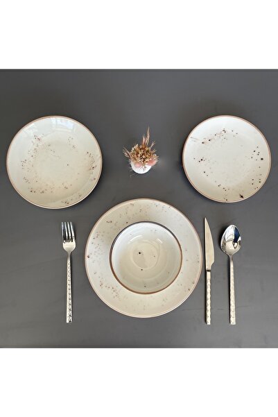 Davet Tarçın 24 Parça 6 Kişilik Porselen Yemek Takımı