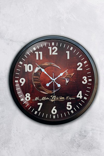 AİB STORE ساعة حائط ساعة حائط معدنية سوداء على شكل ديك رومي 40 سم هدية