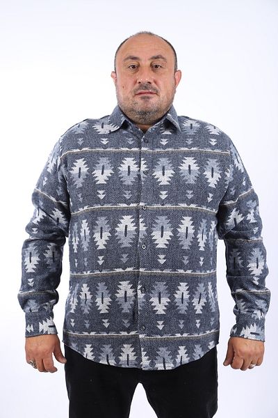 Starbattal Πουκάμισο ξυλοκόπο Mc Three Rug Print 22212-indigo
