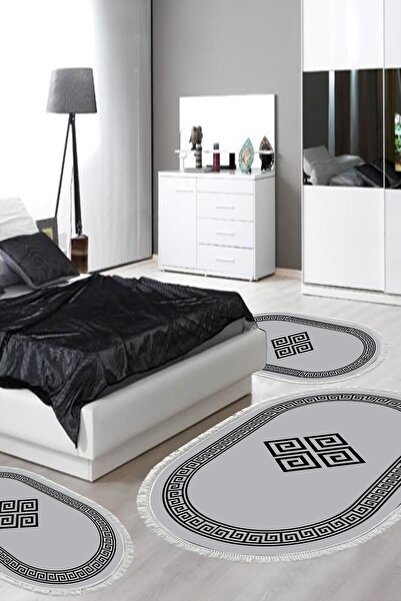 Alanur Home Eko Trend Djt Yıkanabilir Kaymaz Taban Oval 3 Lü Yatak Odası Takı...