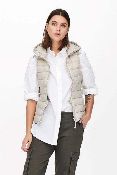 ONLY Women's Hooded Quilted Vest 65515205760 Beige