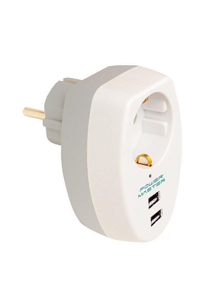 Powermaster مقبس حراري فردي مع مدخل 2xusb 10a-2500w