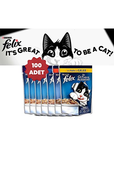 FELIX Yeni Paket Yeni Ürün Karışık Felix Yaş Kedi Maması 100 Adet