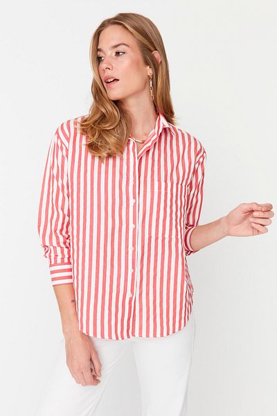 Trendyol Collection Κόκκινο ριγέ πουκάμισο TWOAW23GO00220