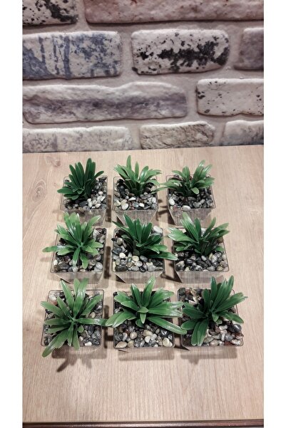 Süs ağacı 9'lu Çakıl Saksıda Yapay Yeşillik Yapay Çiçek 6cmx10cm