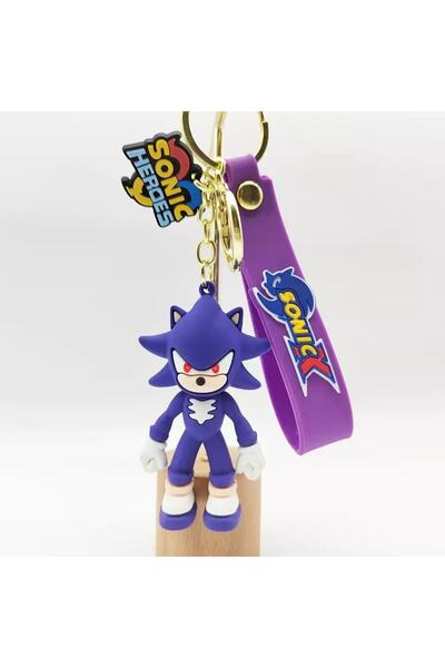 Bade Hediyelik سوبر سونيك القنفذ سونيك سلسلة المفاتيح الأرجوانية وحقيبة الملحقات