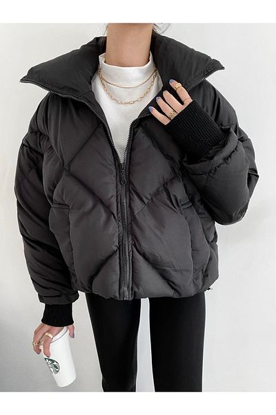 Ekim Store Černá nafukovací oversize bunda