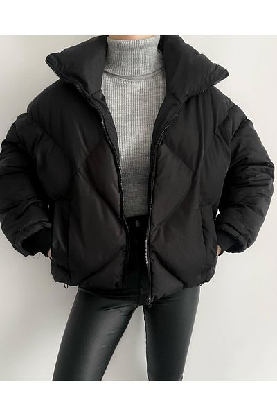 Ekim Store Černá nafukovací oversize bunda