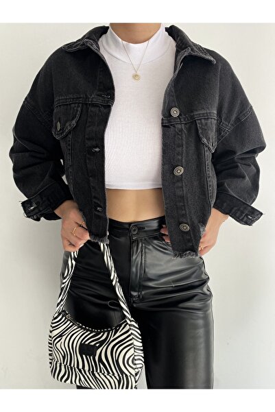 Ekim Store supradimensionat Jachetă crop din denim