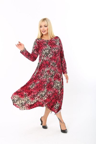 Mami Φόρεμα από ύφασμα βισκόζης με μακρυμάνικο ασύμμετρο κομμένο στρίφωμα