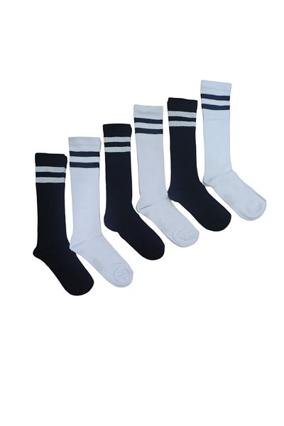 Leement socks Памучни чорапи за момичета с дължина до коляното, раирани, 6 чифта
