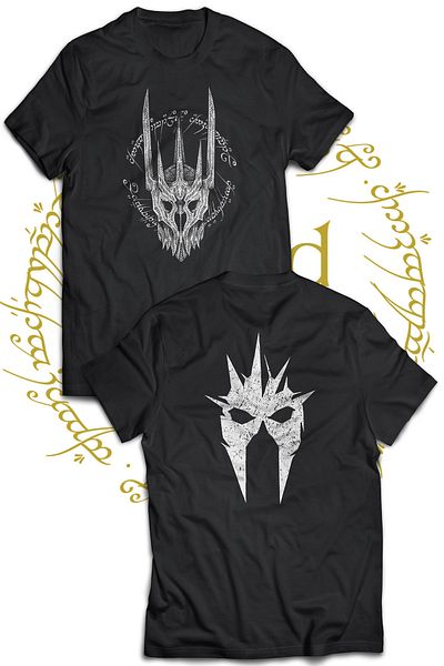 remonz Μπλουζάκι Lotr Sauron Witch King με διπλό στάμπα 100% βαμβακερό μαύρο μεγάλο μέγεθος