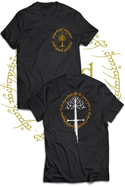 remonz Μπλουζάκι Lotr Narsil Double Printed 100% Cotton Black Large Size T-shirt