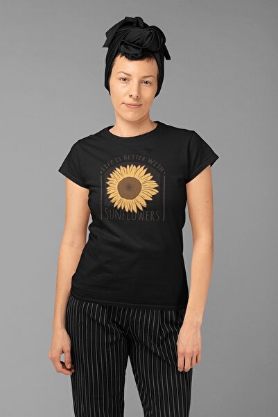 ErTaPassage Alb supradimensionat tricou - Floarea Soarelui cu imprimeu T698425