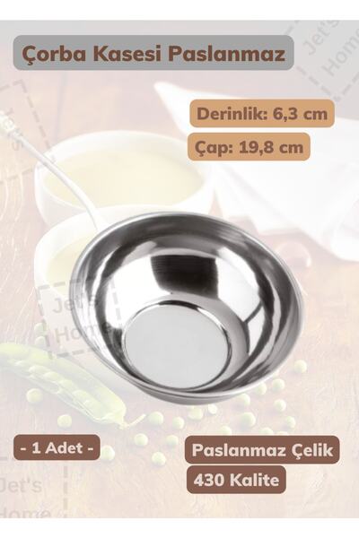 Jet's Home Steel Soup Bowl 19.8 Cm Stainless Steel Bowl
