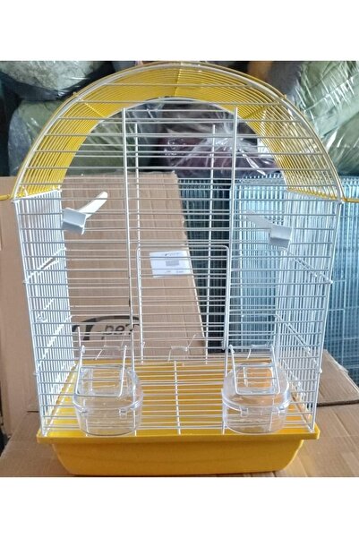 İzmir Muhabbet Kuşları Için 300 Seri Kafes Yuvarlak Çatı Sarı