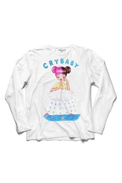 Kendim Seçtim Muška majica dugih rukava "White Cry Baby" Štampano