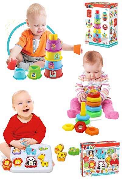 Fırsat Oyuncak مجموعة أدوات تعليمية على شكل برج أسطواني على شكل حيوانات لطيفة