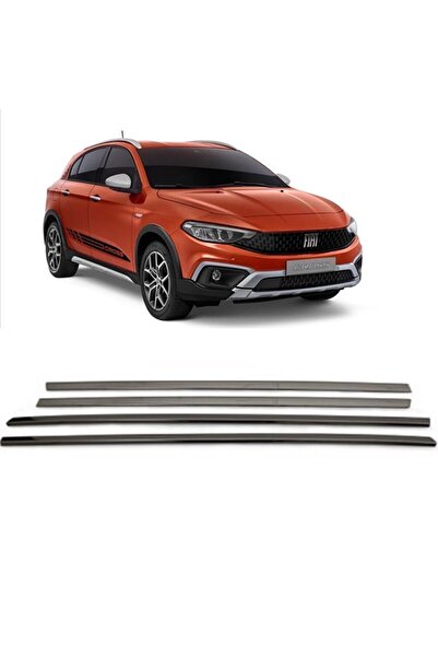 BLUEOTO Fiat Egea Cross 2015-2025 Uyumlu Cam Çıtası Krom Paslanmaz 4 Parça