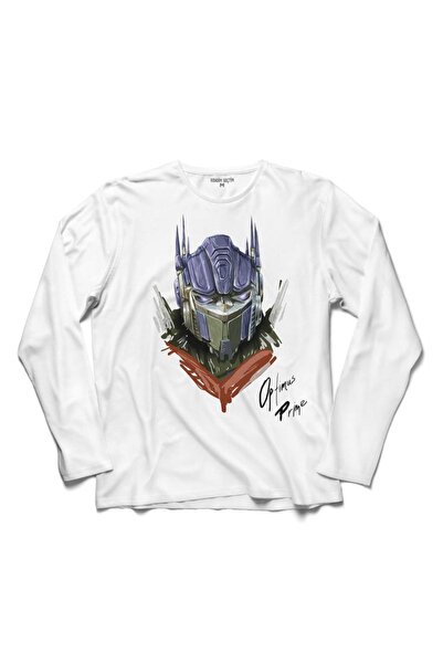 Kendim Seçtim Erkek Beyaz Transformers Optımus Prıme Logo Deceptıcon 3 Uzun K...