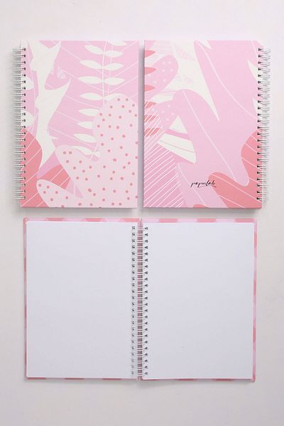 paperlab A5 Pink 2-Spiral Unlined Hard Cover Notebook