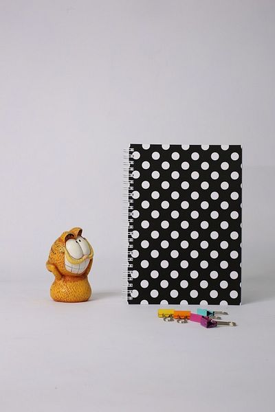 paperlab A5 Black Polka Dot Striped Spiral Notebook