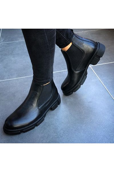 Martinetto Genuine Leather Black Casual Men's Boots Chelsea