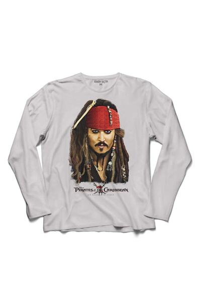 Kendim Seçtim تي شيرت قراصنة الكاريبي كابتن جاك سبارو بأكمام طويلة - T 041776