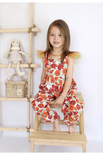 le petit sole Salopetă de floarea soarelui pentru fete cu detaliu din tul