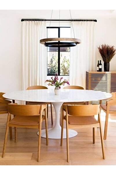 Evka Tulip Beyaz Geniş Masa Beyaz Lake, Yemek Masası, Mutfak Masası