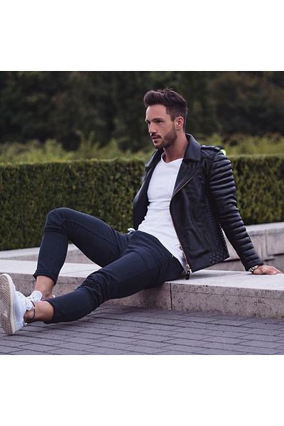 Derimont's Genuine Leather Black Oscar Embroidered Men's Leather Jacket