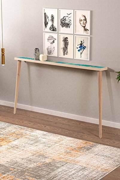 bluecape Valensiya 142x12cm Doğal Ağaç Tek Sıra Traverten Taşlı Dresuar