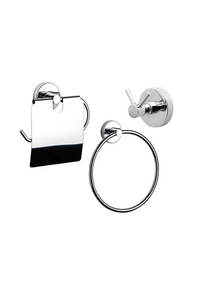 Sukar Bathroom Accessory Set Chrome Paper Holder - Hanger - Towel Holder Luxury Quality