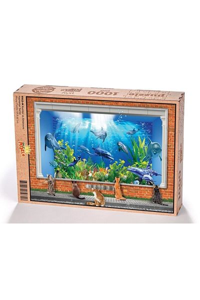King Of Puzzle Cats And Aquarium Wooden Puzzle 1000 Pieces