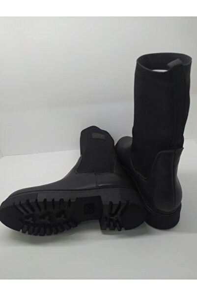 M.P. Mp 222-2746zn Siyan Bilekten Lastikli Kalın Taban Kadın Bot