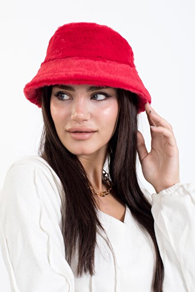 LadyColor Tavşan Tüyü Peluş Bucket Kova Moda Kadın Kışlık Şapka