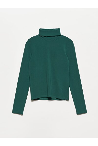 Dilvin 50167 Bluză cu gât țesut smarald