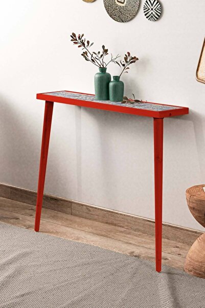 bluecape Esperanza 92x20cm Doğal Masif Ayaklı Kırmızı Dresuar