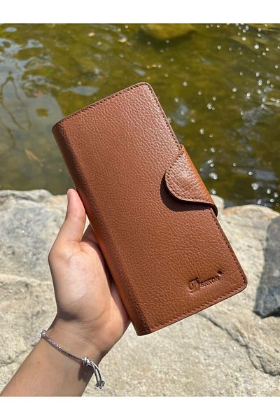 DERKON Genuine Leather Business Model Tan Wallet