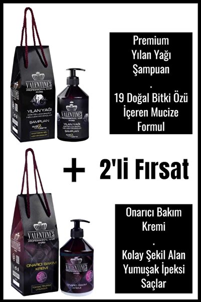 VALENTINES PROFESSIONAL 2'li Fırsat Seti / 19 Doğal Bitki Özlü Yılan Yağı Hız...