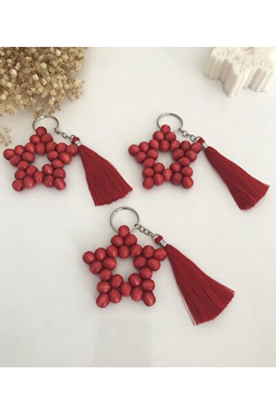 50 Pcs Star Beads Keychain Red Gift Promise, Engagement, Henna, 50 Pcs Individually Packaged